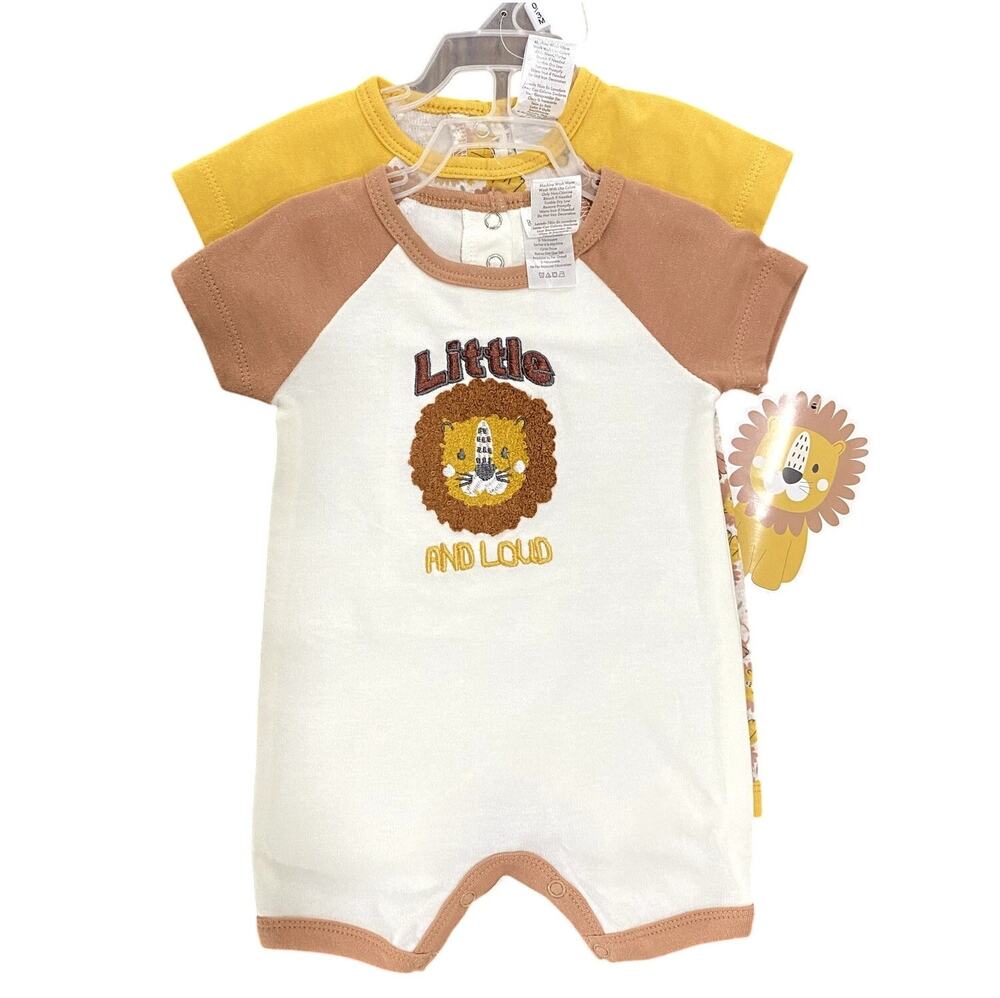 2 Rompers by Little Beginnings (Lion Print)